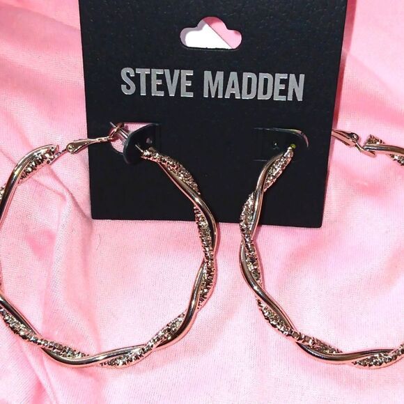NWT Steve Madden Double Twist Hoops - Picture 4 of 6